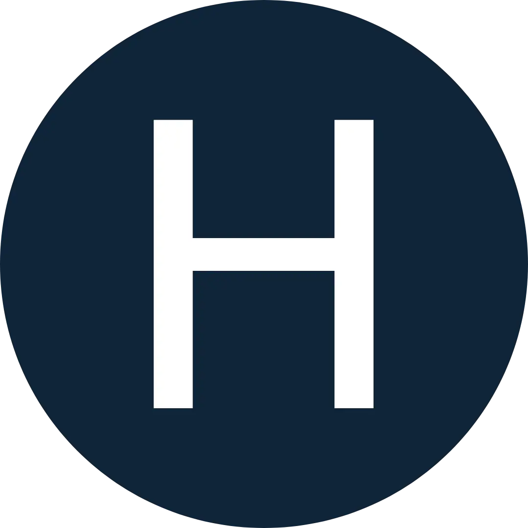 Bold white letter H centered on a solid dark blue square background.