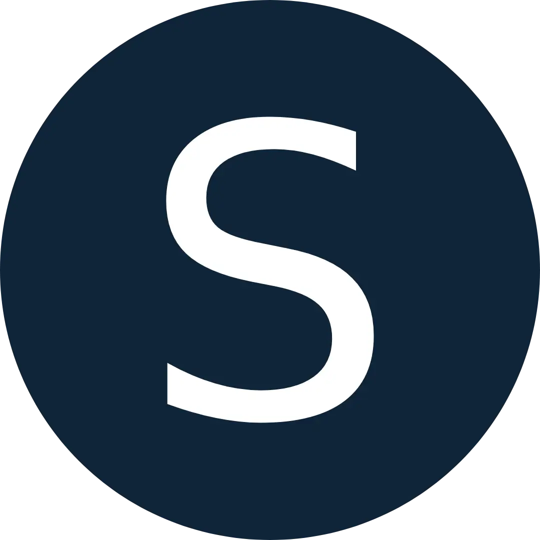 Bold white letter S centered on a solid dark blue square background.
