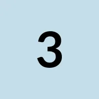 Bold number 3 on a light blue square background representing the final payout step.